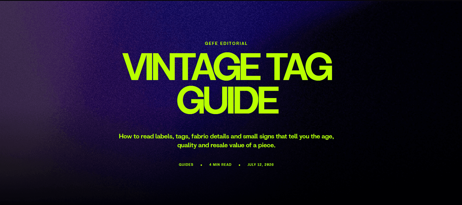 Vintage Tag Guide